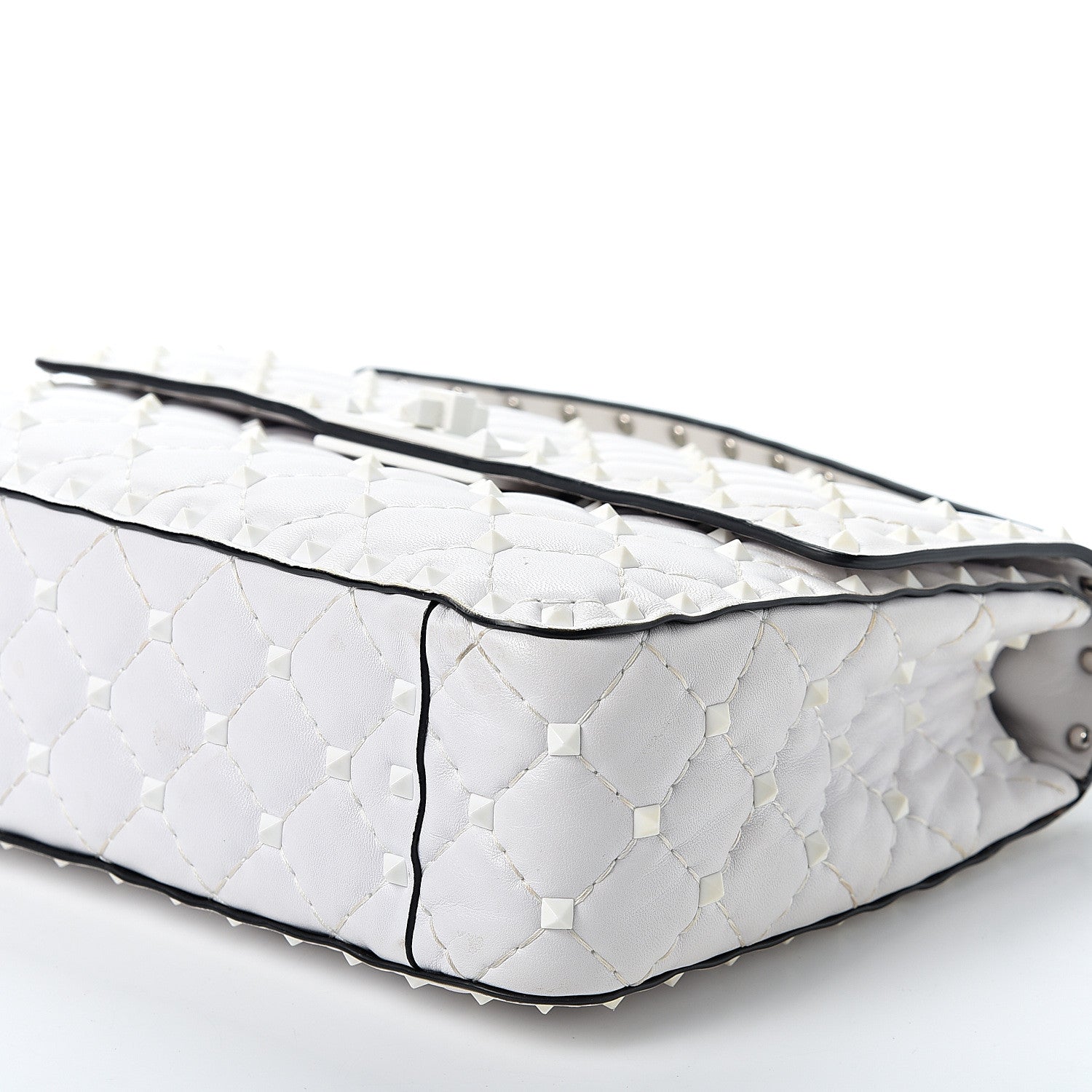 Valentino Garavani Lambskin Medium Free Rockstud Spike Shoulder Bag Optic White 8 of 13