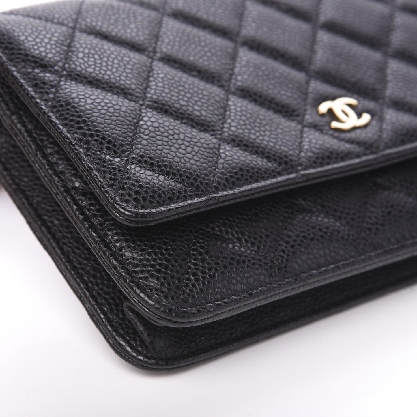 Caviar Quilted Wallet On Chain WOC Black