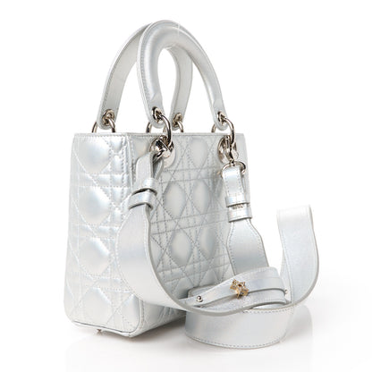 Christian Dior Iridescent Metallic Lambskin Cannage Small My ABCDior Lady Dior Silver 3 of 10