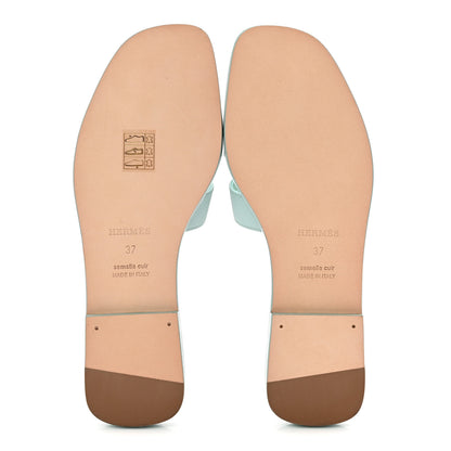 Hermes Epsom Oran Sandals 37 Vert Embrun 6 of 10