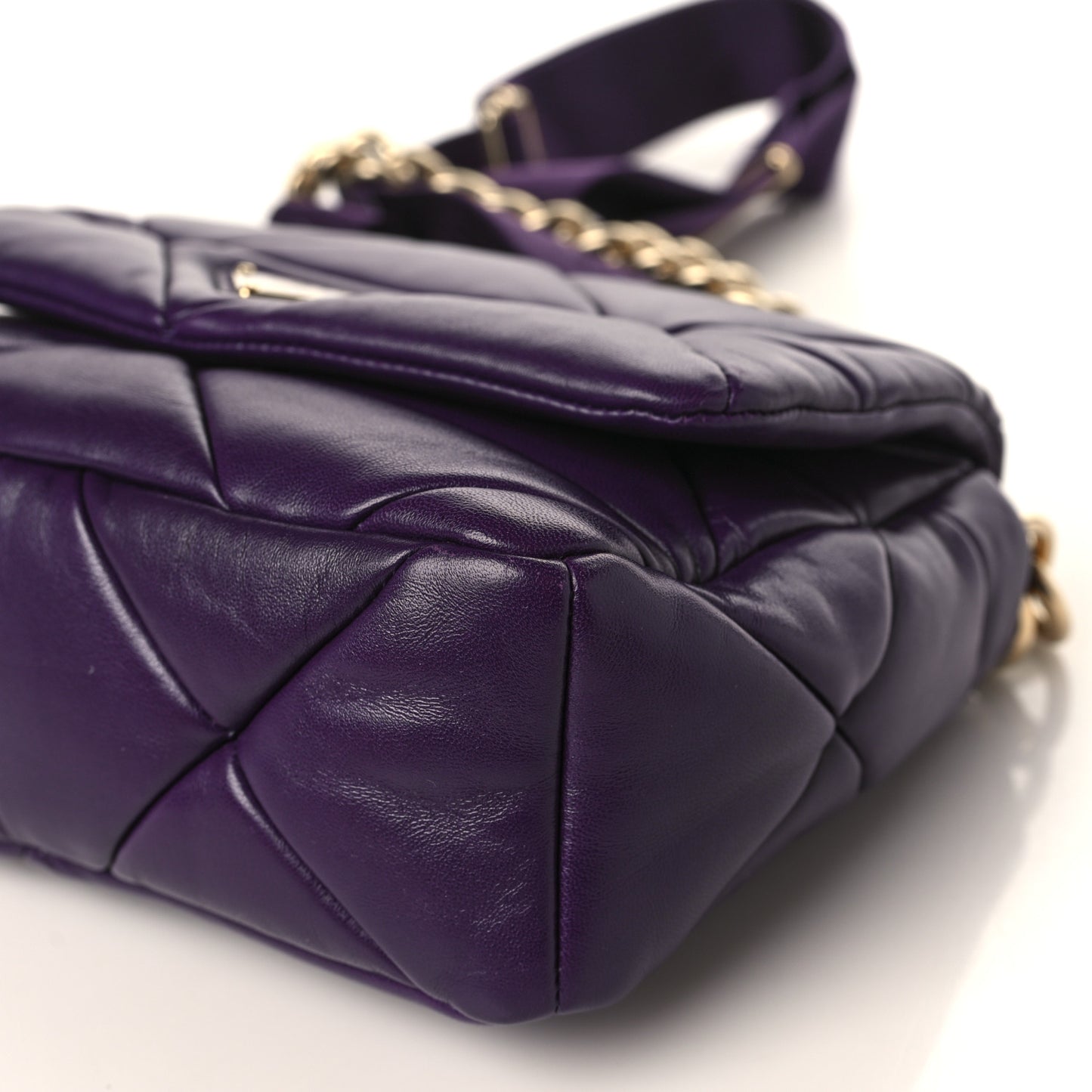 Nappa Re-Nylon Triangle Quilted Patchwork System Flap Shoulder Bag Viola