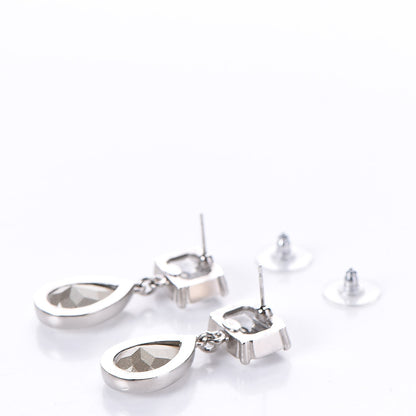 Chanel Crystal CC Drop Earrings Silver 2 of 5