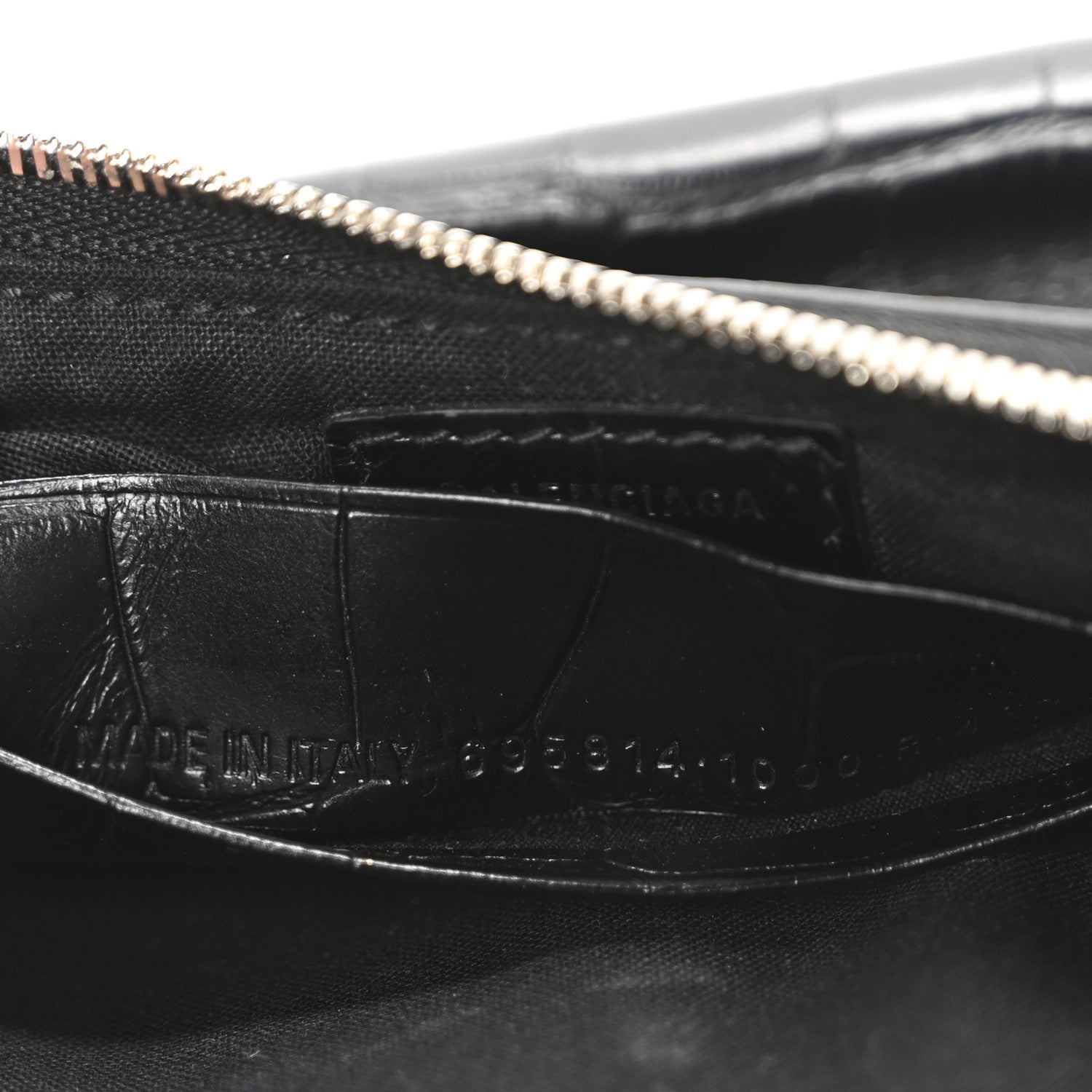 Balenciaga Extra Supple Calfskin Crocodile Embossed Crystal Le Cagole Mini Purse With Chain Black 7 of 10