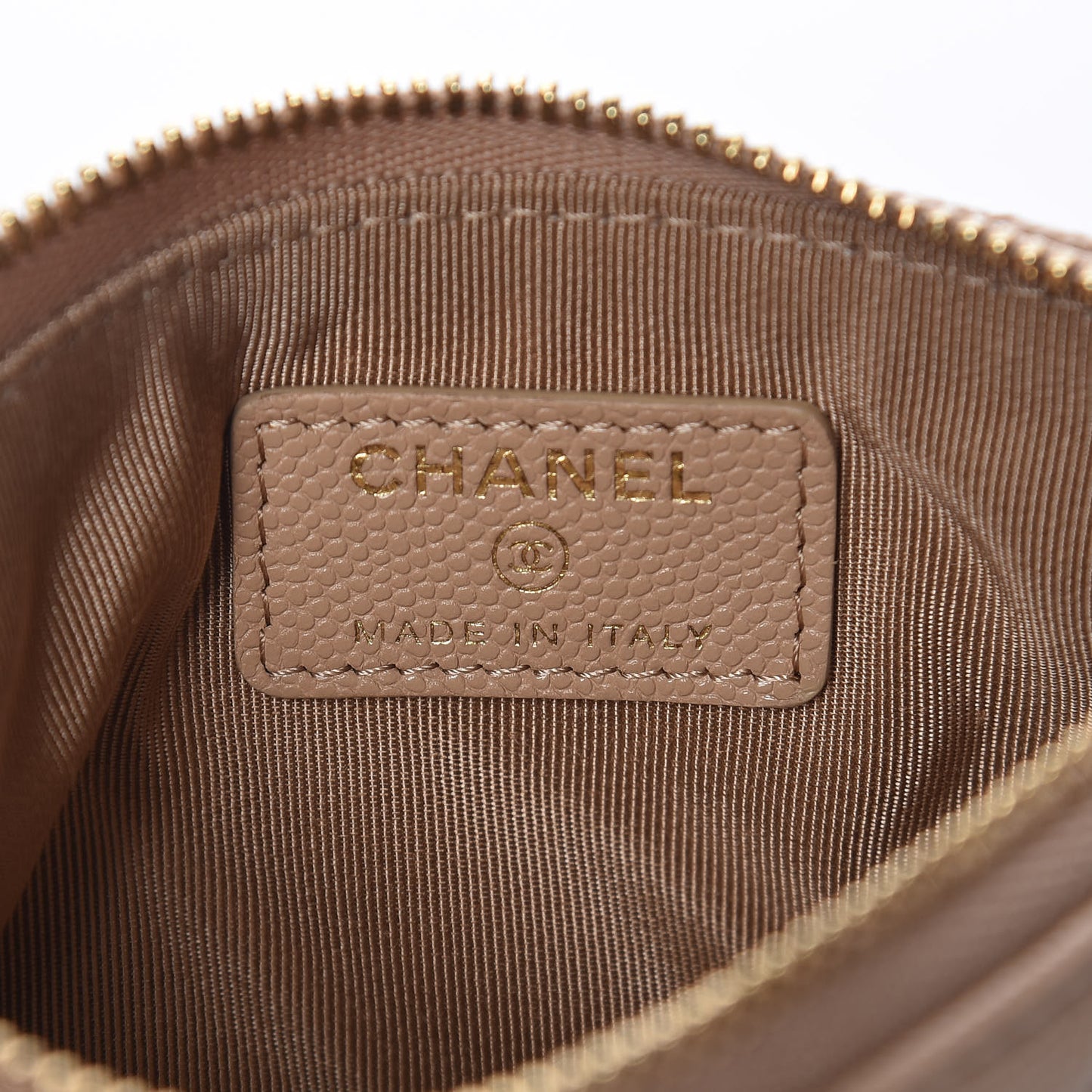 Caviar Quilted Small Cosmetic Case Beige