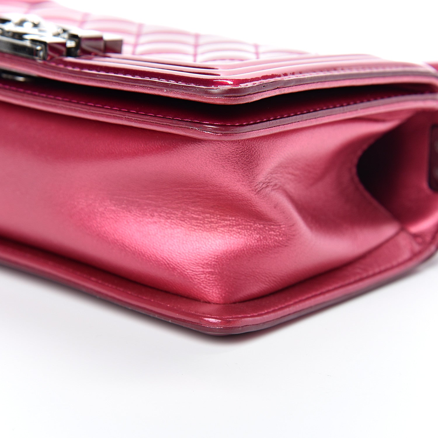 Chanel Metallic Patent Calfskin Quilted Small Boy Flap Pink 9 of 12