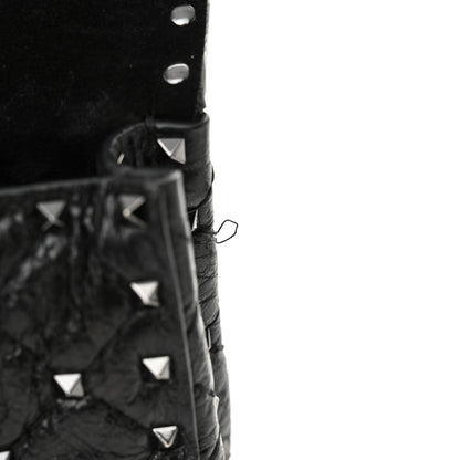 Valentino Garavani Craquele Nappa Small Rockstud Spike Shoulder Bag Black 11 of 13