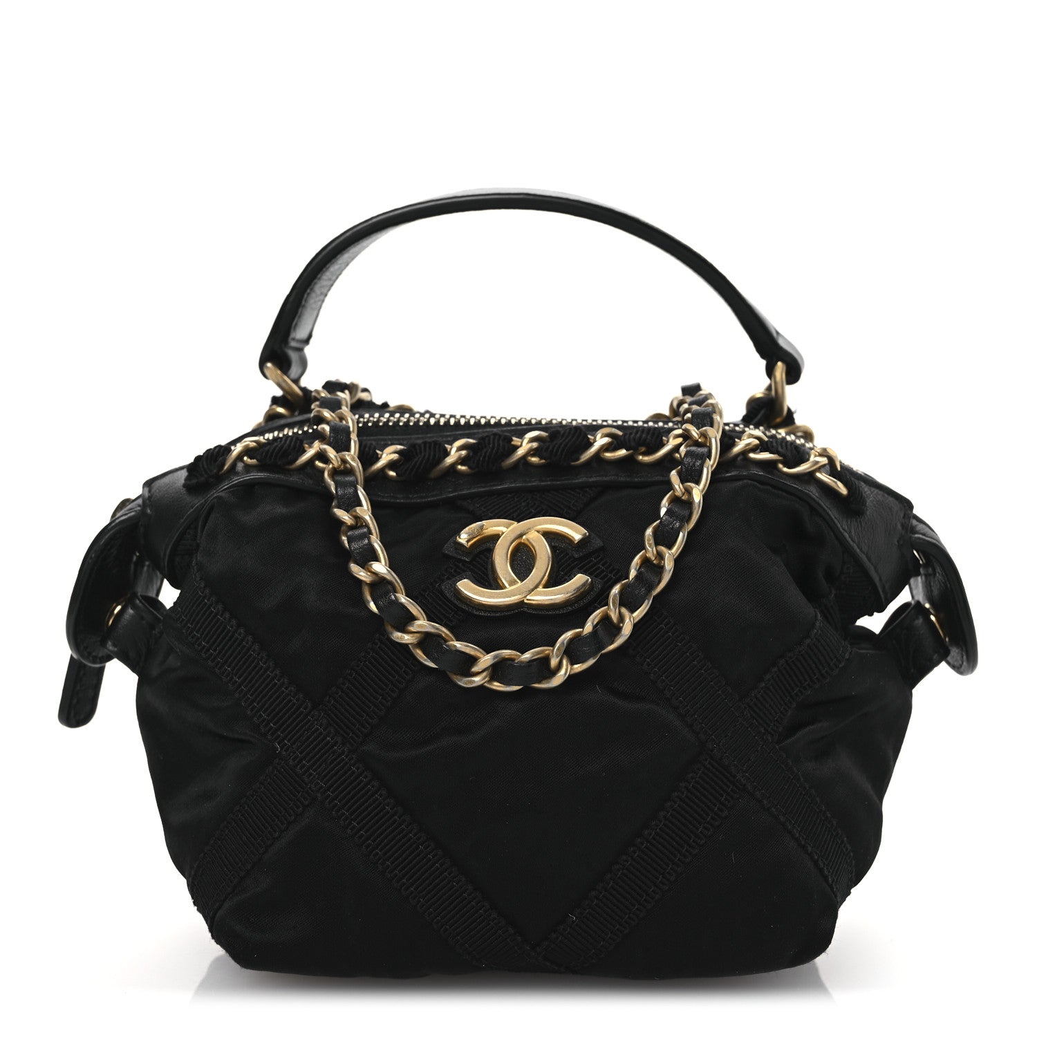 Chanel Nylon Grosgrain Quilted Lifestyle Clutch With Chain Black 1 of 11