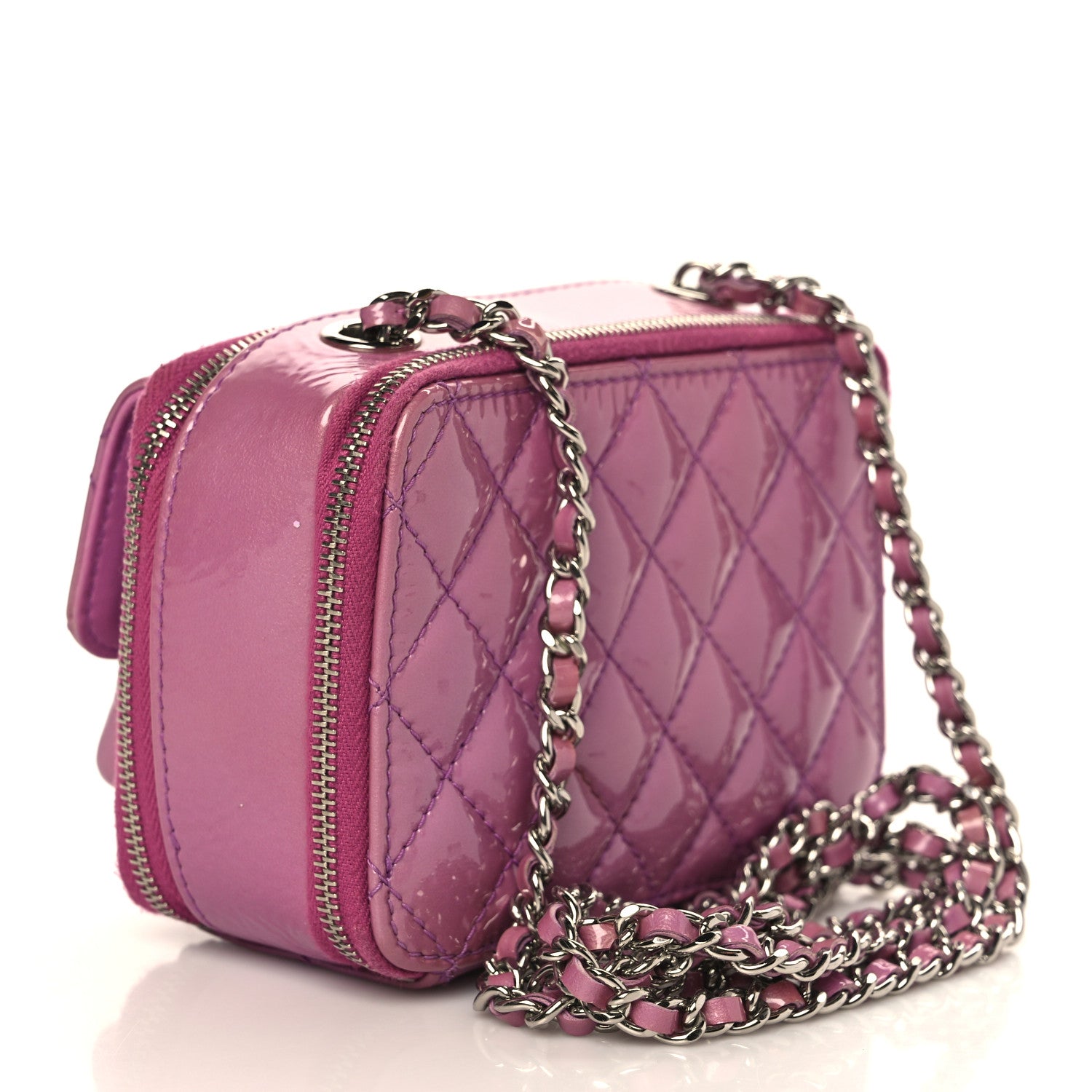 Chanel Patent Quilted Small Pocket Box Camera Case Purple 3 of 13