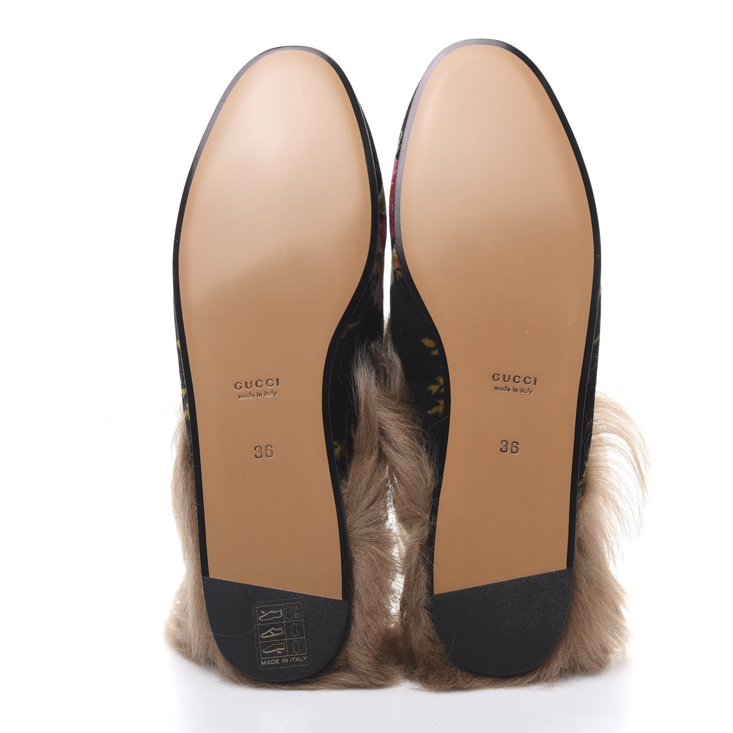Velvet Fur Floral Womens Princetown Slippers 36 Black