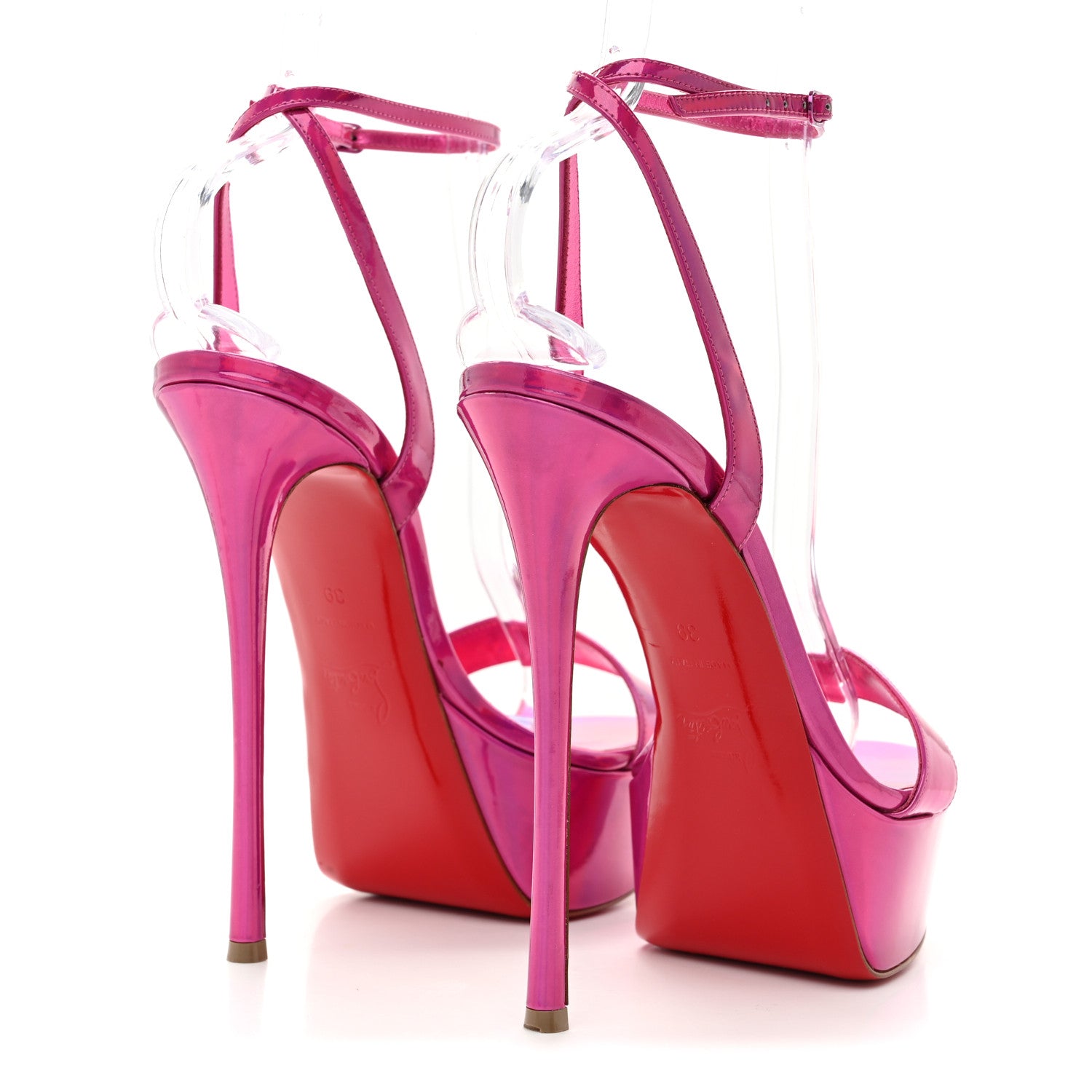Christian Louboutin Patent Psychic Loubi Queen Alta 150 Platform Sandals 39 Fuxia 5 of 8