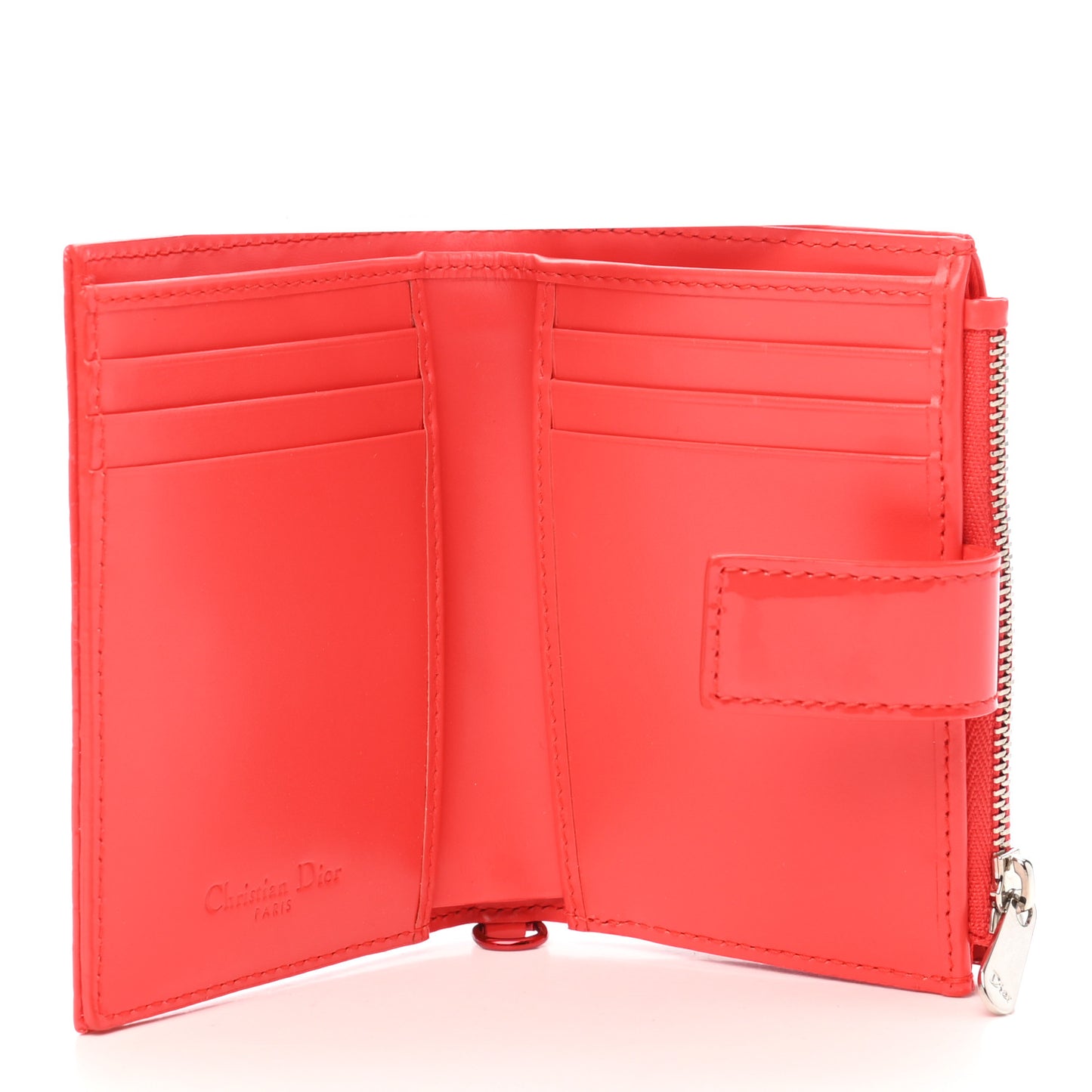 Patent Cannage Lady Dior Wallet Coral