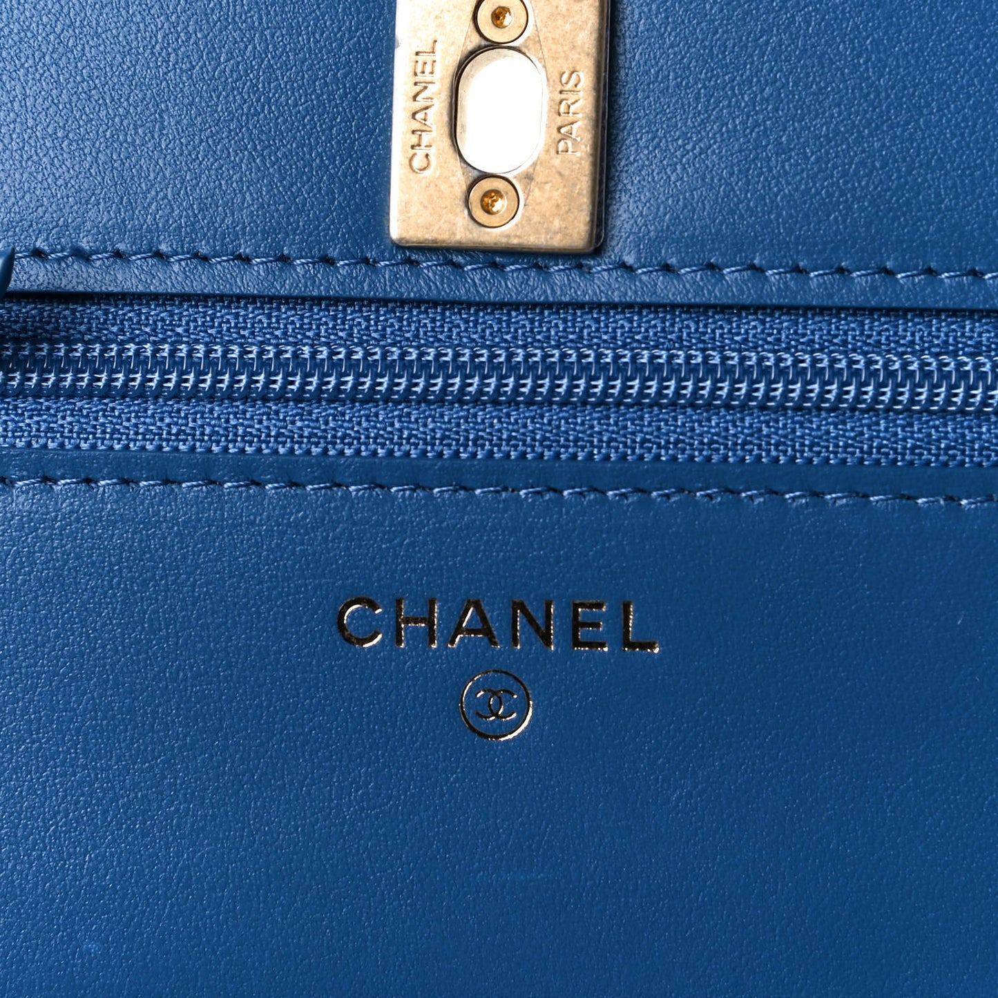 Denim Quilted CC Pearl Crush Wallet On Chain WOC Blue