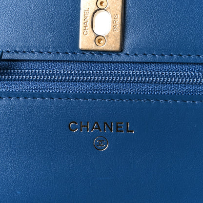 Chanel Denim Quilted CC Pearl Crush Wallet On Chain WOC Blue 5 of 7