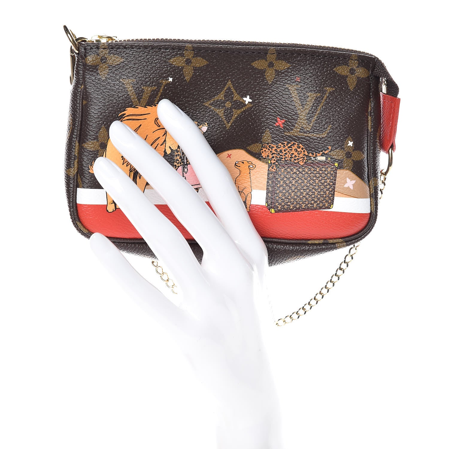 Louis Vuitton Monogram 2018 Christmas Animation Mini Cats Pochette Accessories 2 of 10