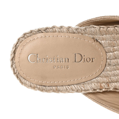 Christian Dior Canvas Embroidered Granville Espadrille Crisscross Flat Slide Sandals 39 Cream 7 of 8