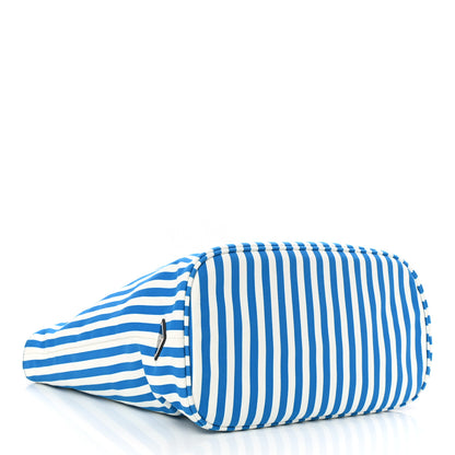 Prada Canvas Striped Comic Shopping Tote Blue White 5 of 12