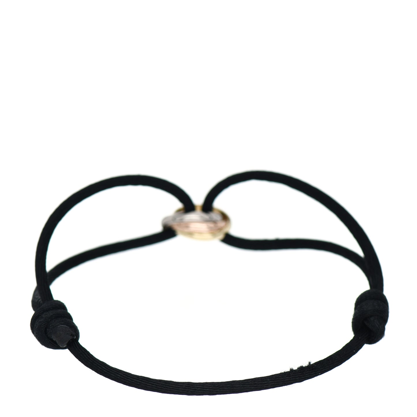 18K Pink Yellow White Gold Trinity Adjustable Cord Bracelet Black