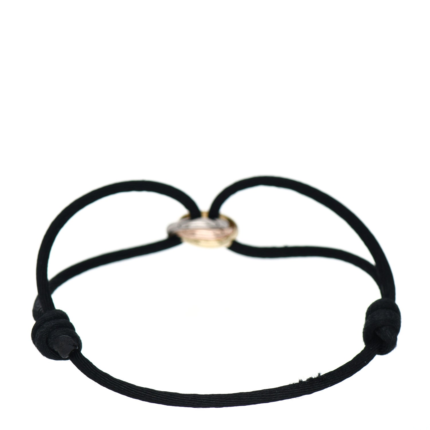 Cartier 18K Pink Yellow White Gold Trinity Adjustable Cord Bracelet Black 3 of 4