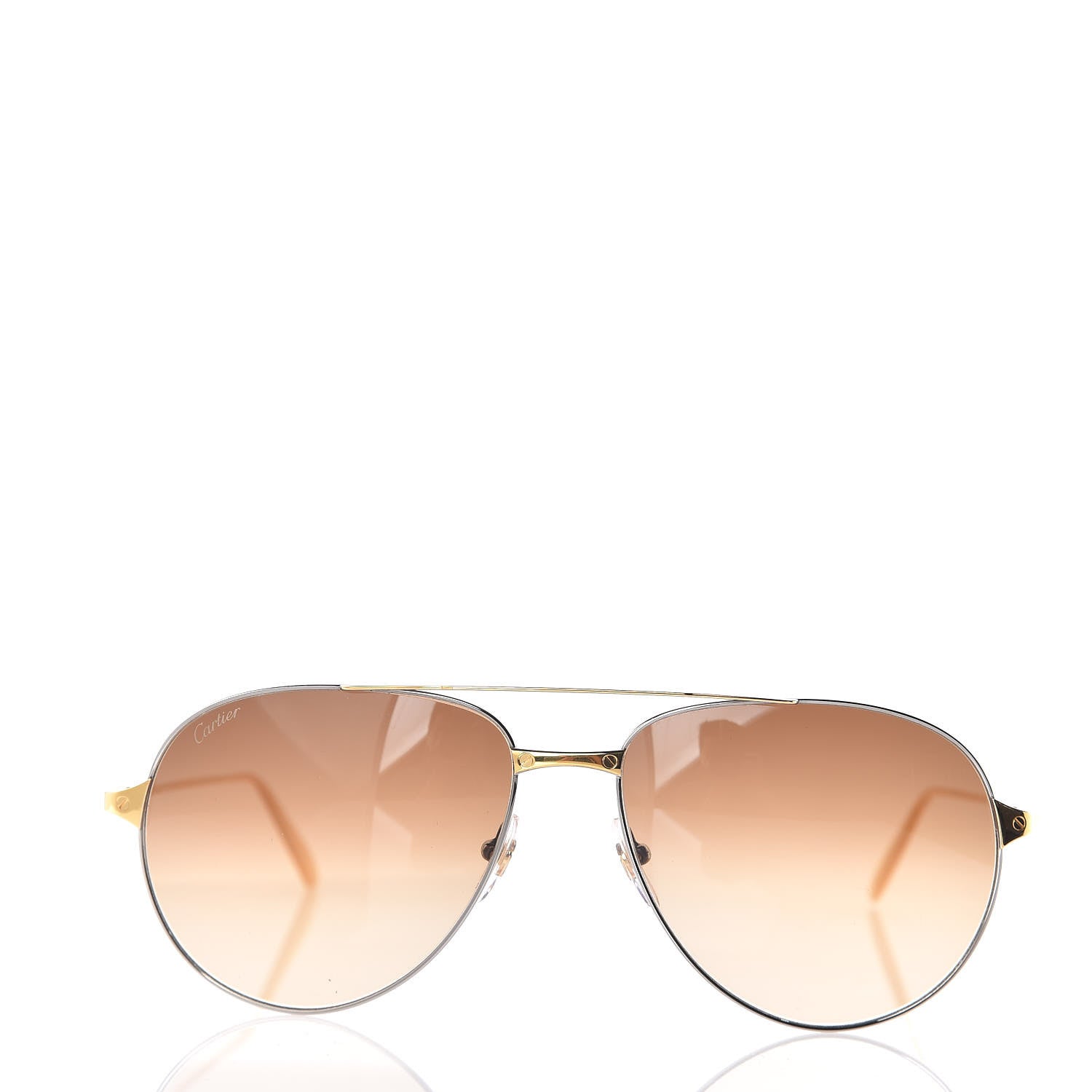 Cartier Santos de Aviator Sunglasses CT0038S Silver Gold 2 of 7