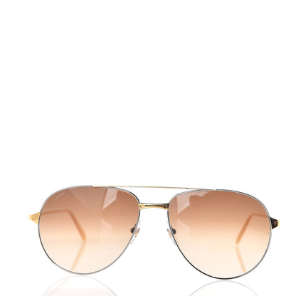 Cartier Santos de Aviator Sunglasses CT0038S Silver Gold 2 of 7