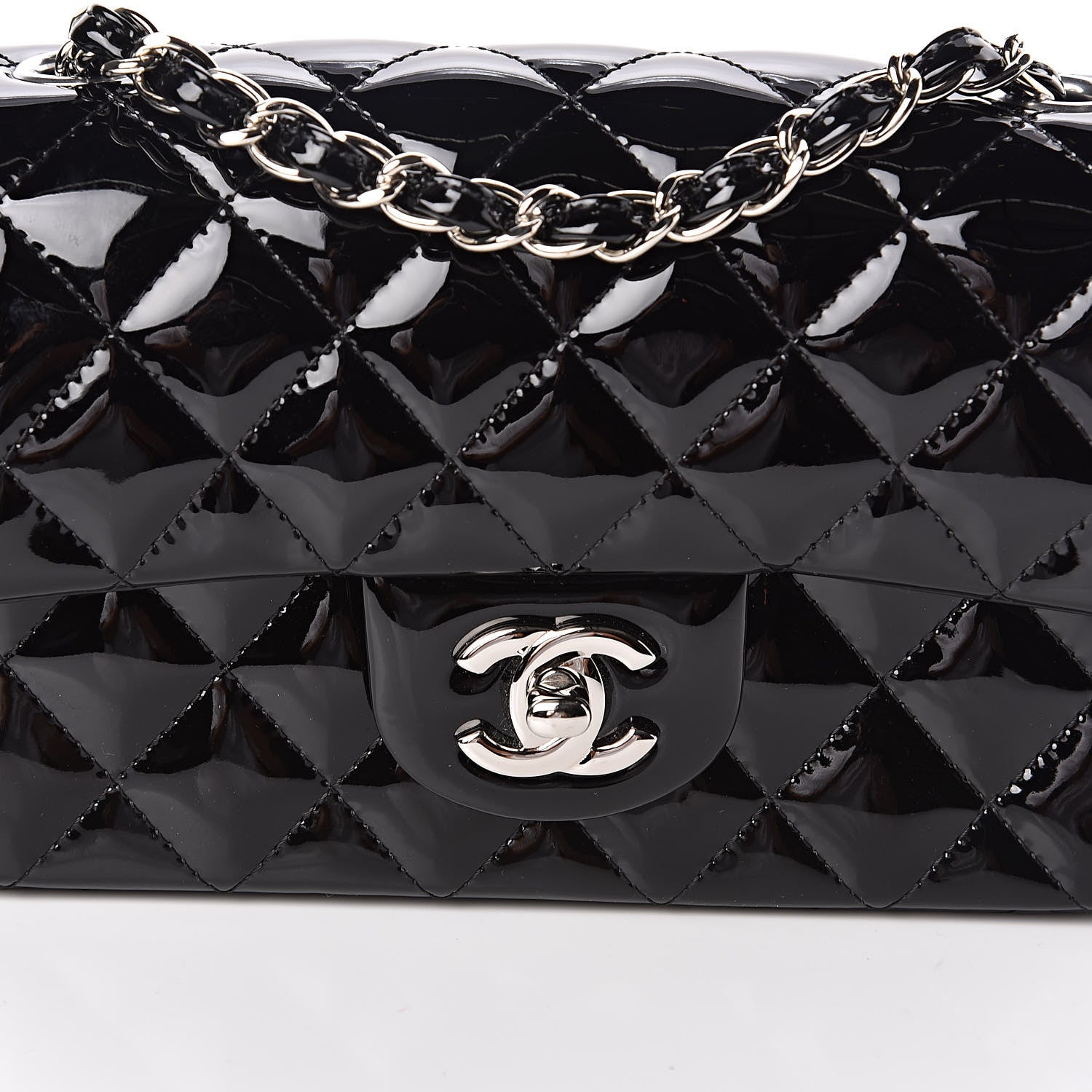 Chanel Patent Calfskin Quilted Mini Rectangular Flap Black 10 of 11