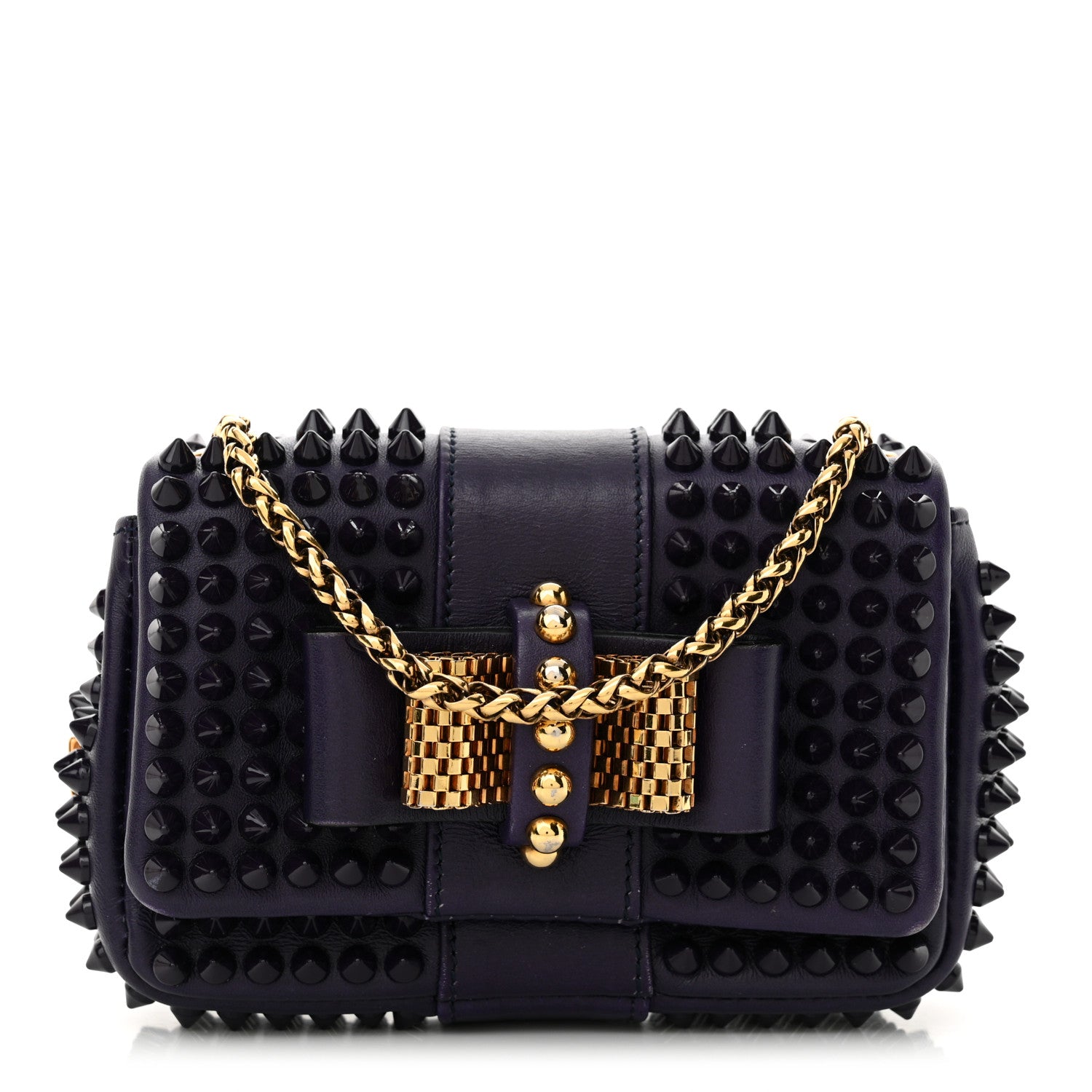 Christian Louboutin Calfskin Spiked Sweety Charity Crossbody Bag Purple 1 of 12
