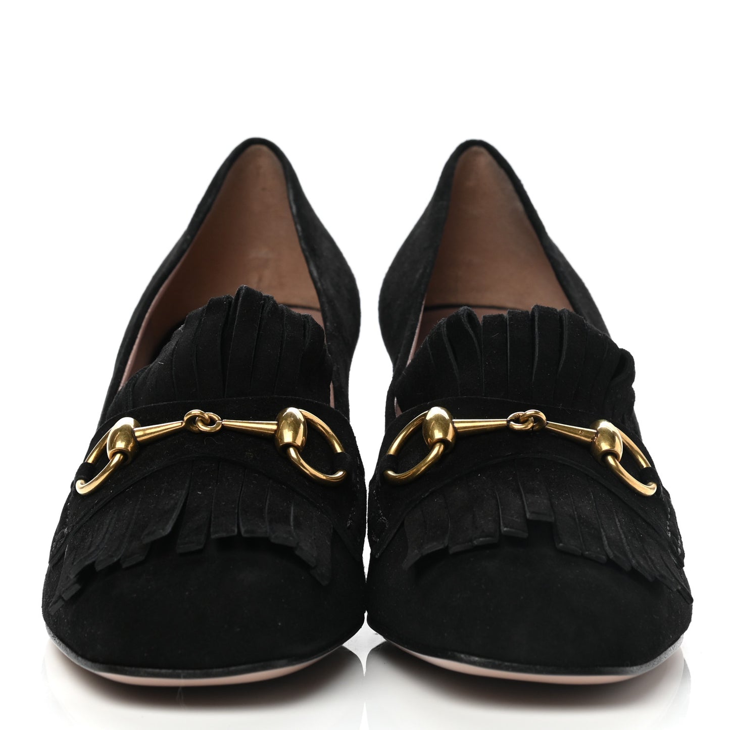 Kid Scamosciato Horsebit Fringe 50mm Loafer Pumps 39 Black