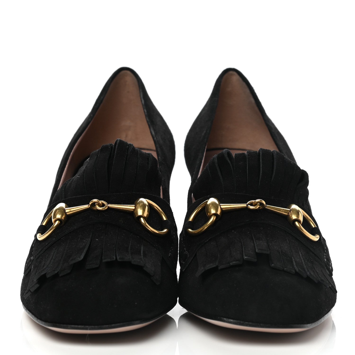 Gucci Kid Scamosciato Horsebit Fringe 50mm Loafer Pumps 39 Black 2 of 9