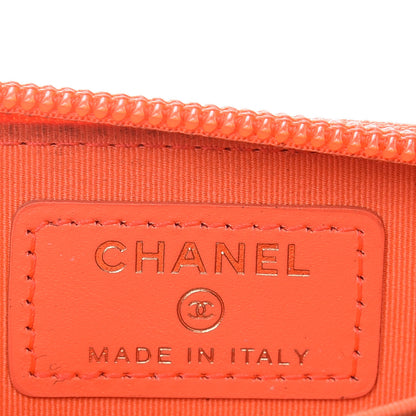 Chanel Patent Quilted Boy Zip Around Coin Purse Wallet Orange 7 of 15