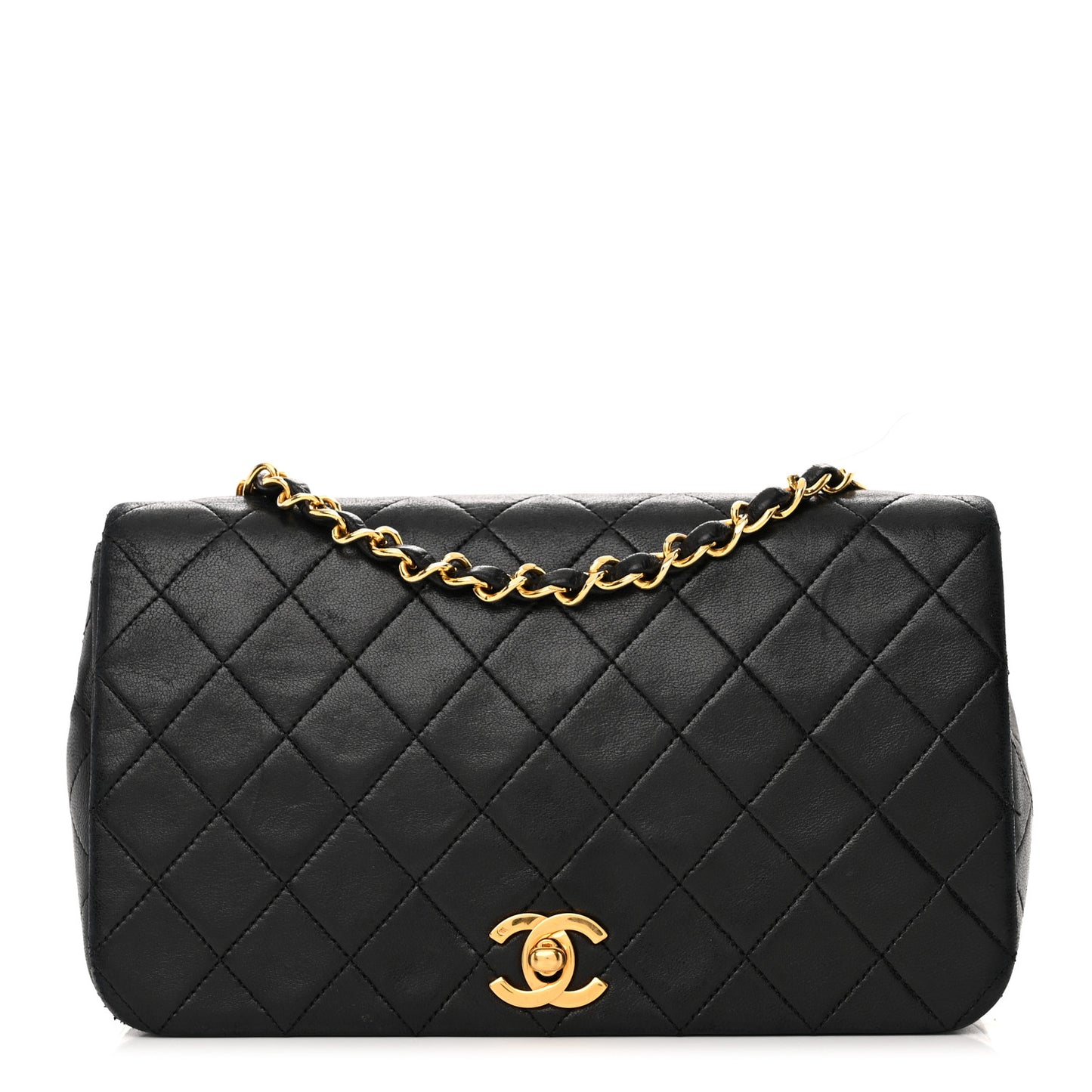 Lambskin Quilted Small Single Flap Black