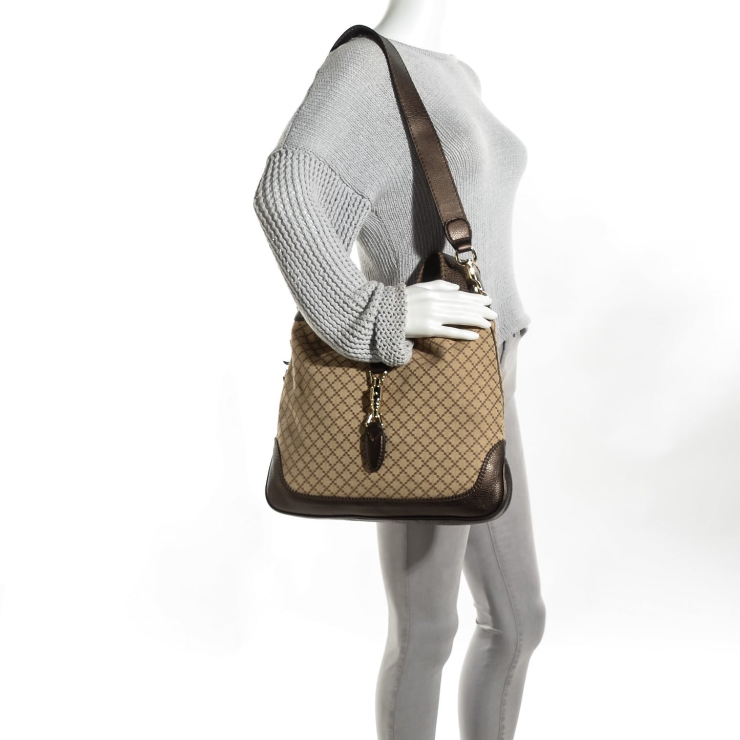 Diamante Medium New Jackie Shoulder Bag Brown