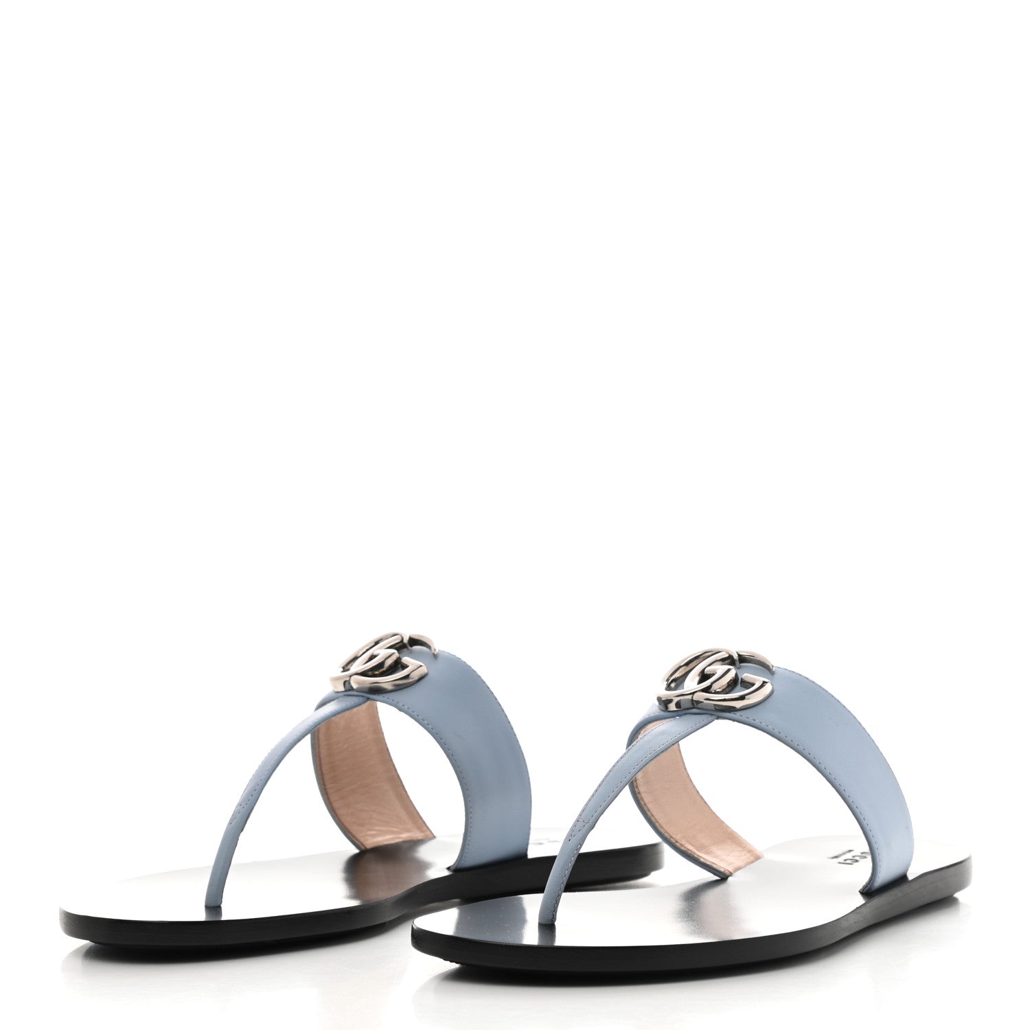 Gucci Calfskin GG Marmont Thong Sandals 36.5 Porcelain Light Blue 3 of 8