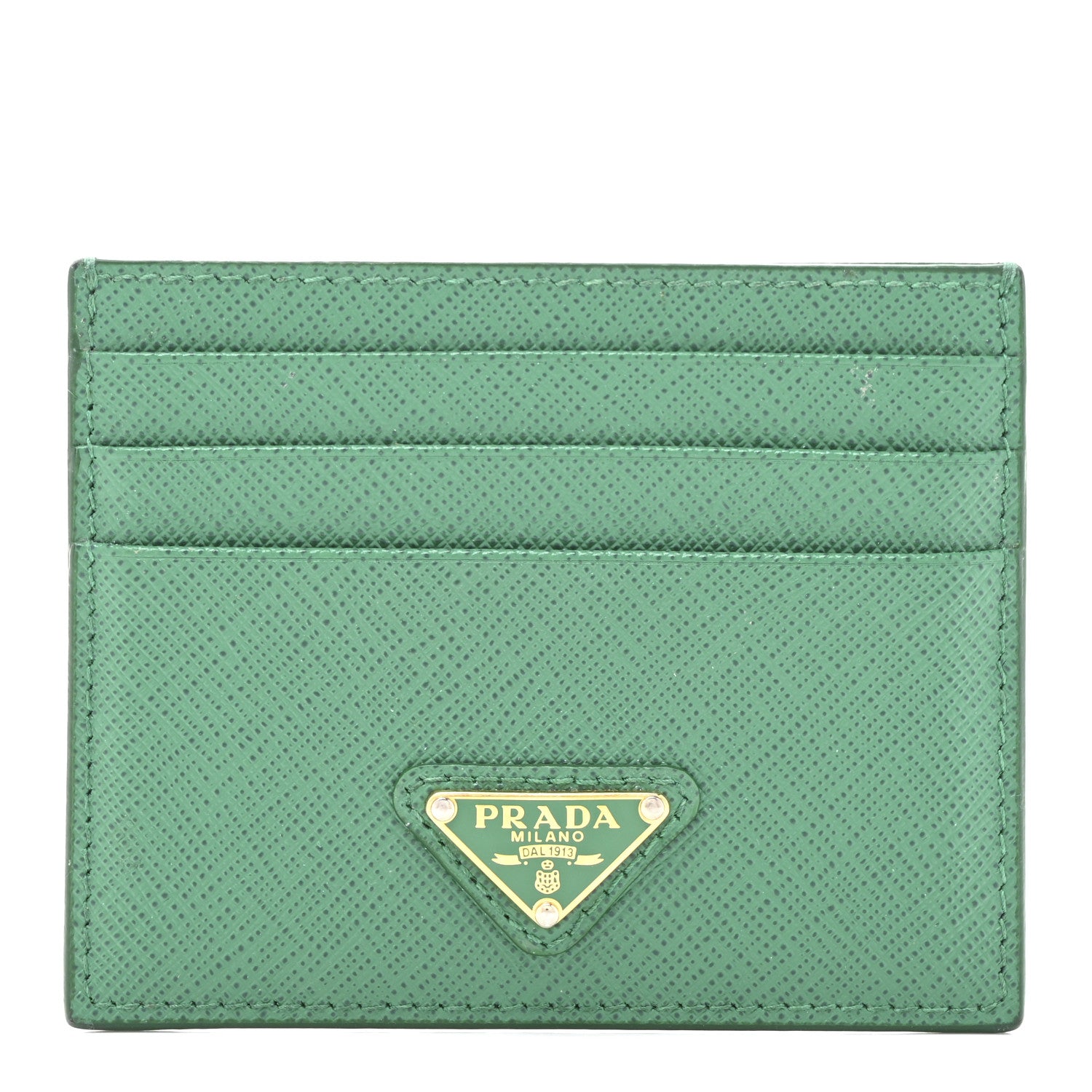 Prada Saffiano Triangle Card Case Mango 1 of 9