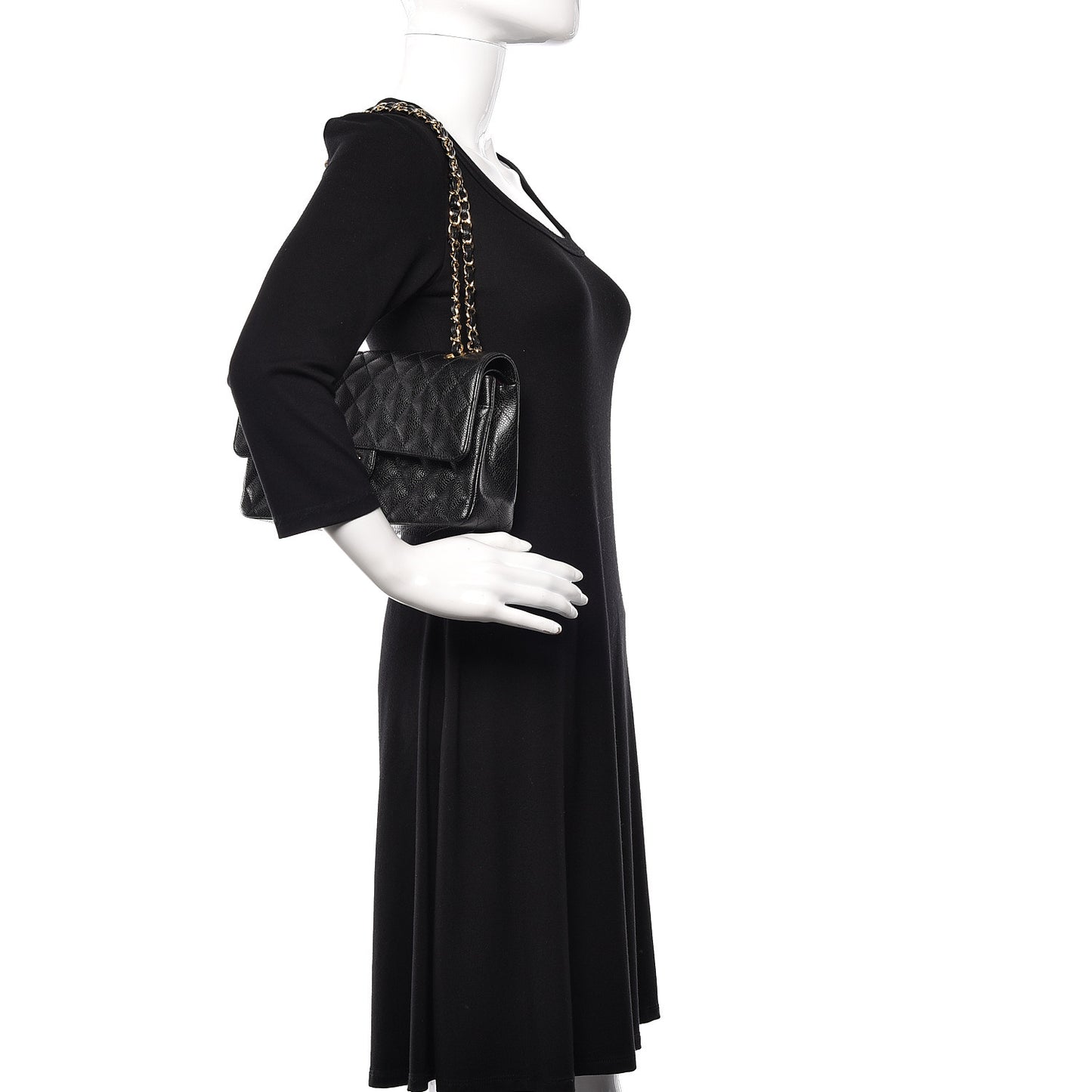 Caviar Quilted Medium Double Flap Black