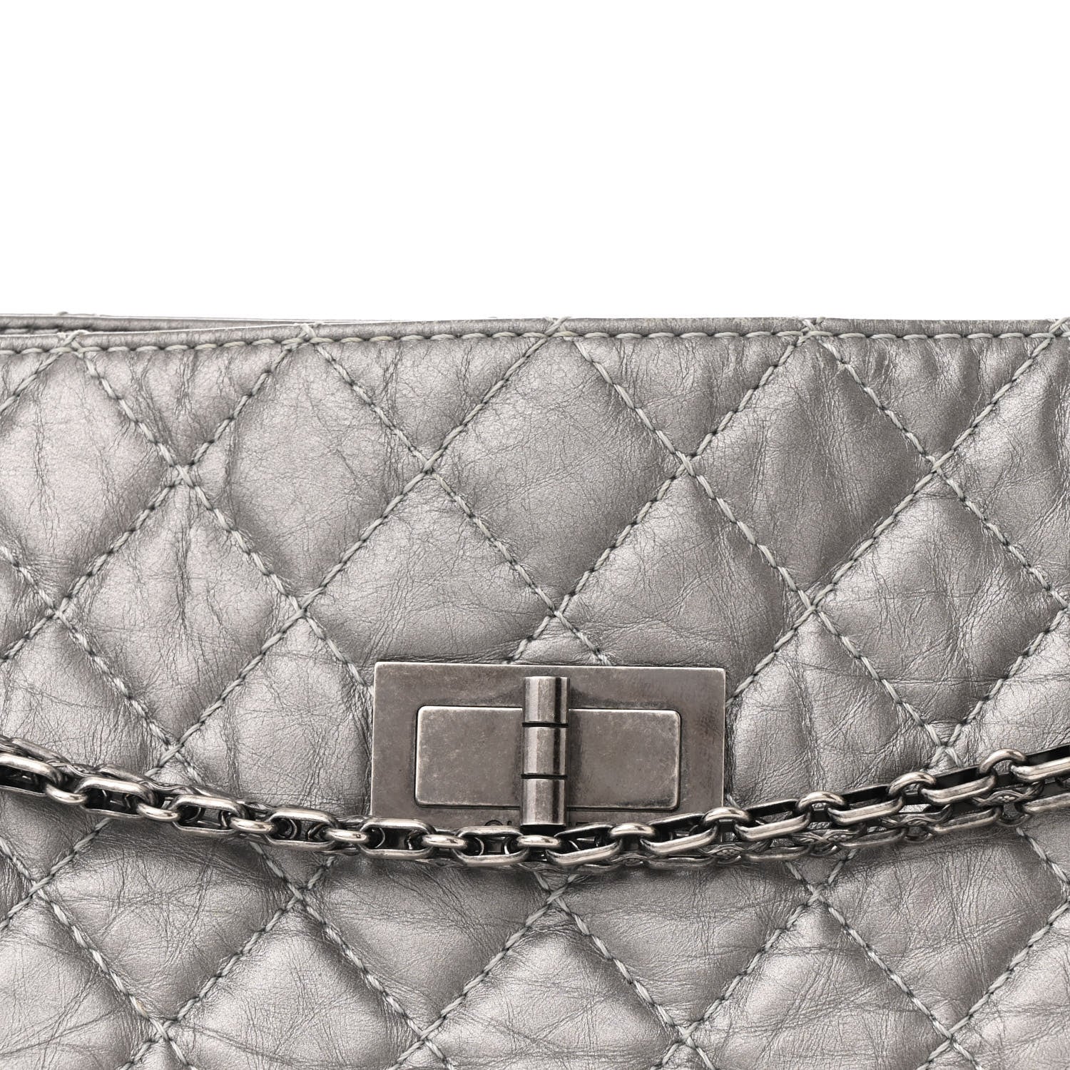 Chanel Metallic Aged Calfskin Reissue 2.55 Tote Silver 8 of 11