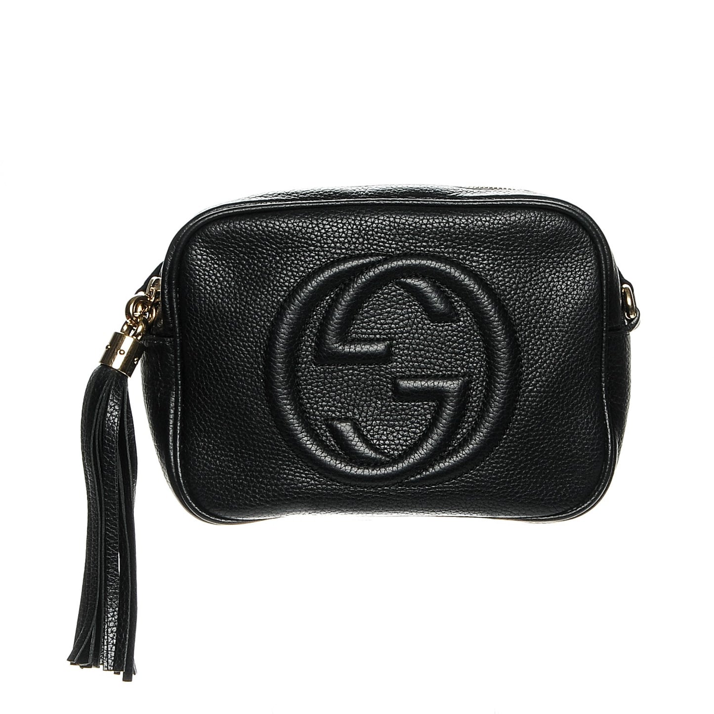 Pebbled Calfskin Small Soho Disco Bag Black
