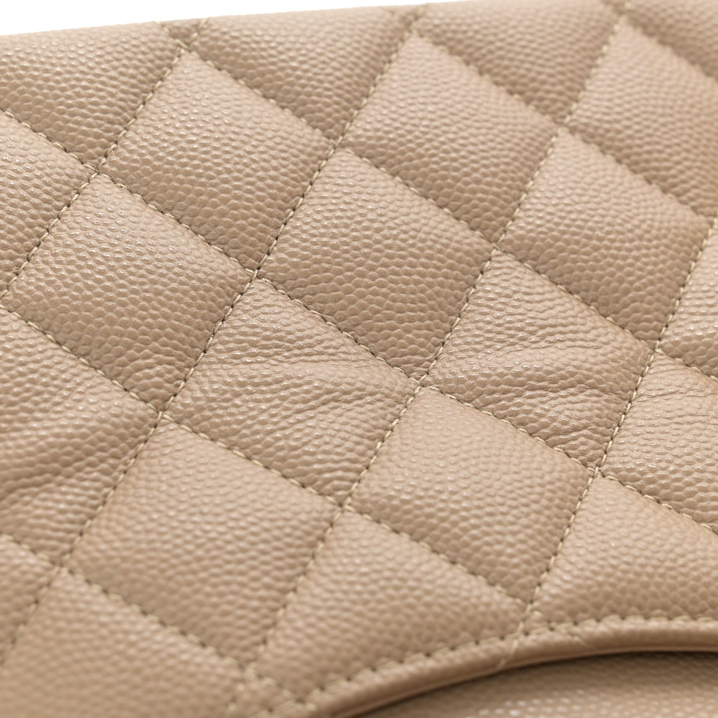 Caviar Quilted Medium Double Flap Dark Beige
