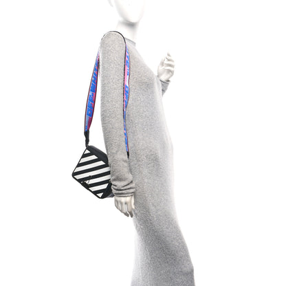 Off-White Saffiano Striped Mini Diag Binder Clip Bag Black White Indus 2 of 9