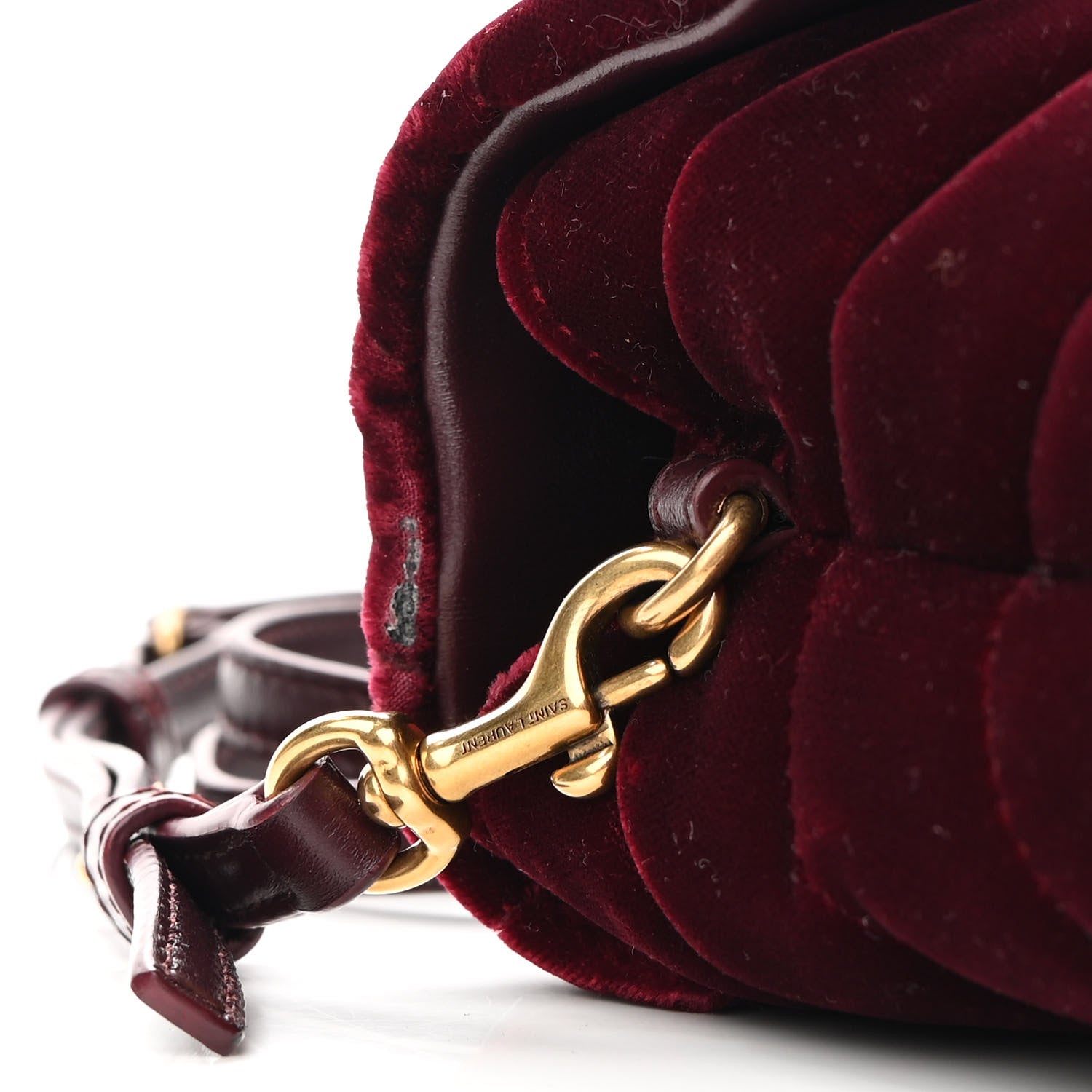 Saint Laurent Velvet Y Quilted Monogram Toy Loulou Crossbody Bag French Burgundy 10 of 10
