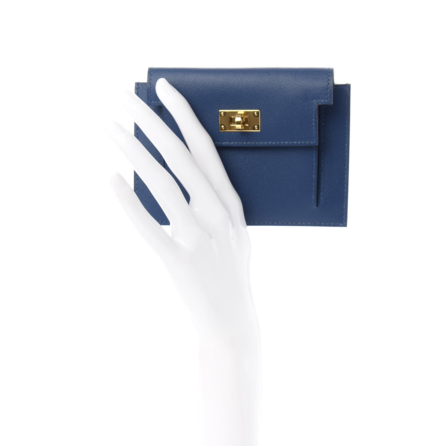 Madame Calfskin Kelly Pocket Compact Wallet Deep Bleu