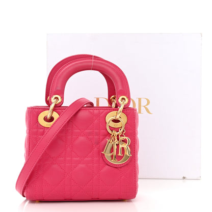 Christian Dior Lambskin Cannage Mini Lady Dior Hot Pink 15 of 15