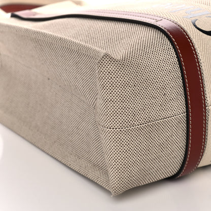 Chloe Cotton Calfskin Medium Woody Ribbon Tote White Brown 9 of 10