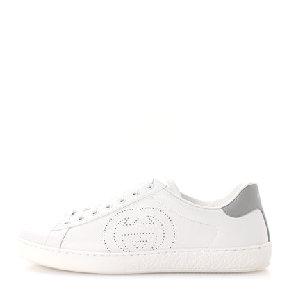 Gucci Calfskin Interlocking G Perforated Mens Ace Sneakers 10.5 White Grey Sky 1 of 9