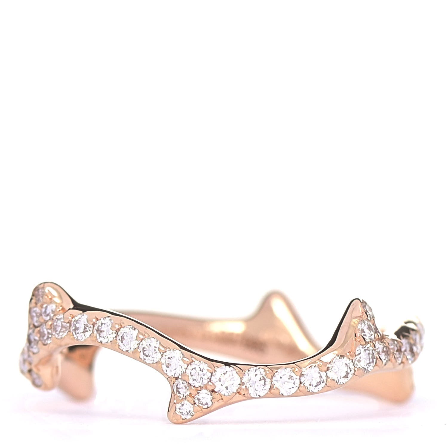 Christian Dior 18K Rose Gold Diamond Pave Bois de Rose Ring 51 5.5 1 of 5