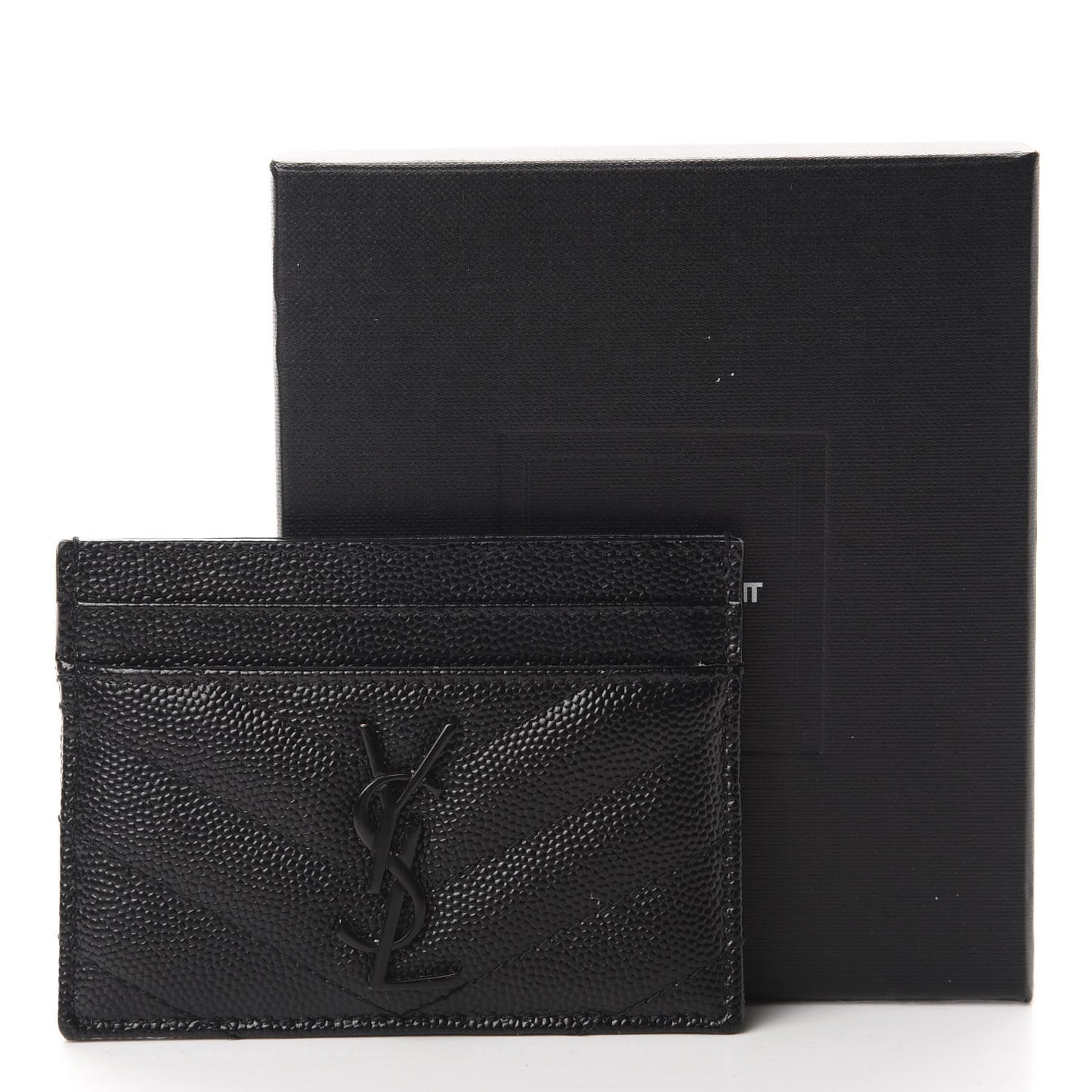 Grain De Poudre Matelasse Chevron Monogram Credit Card Case Black