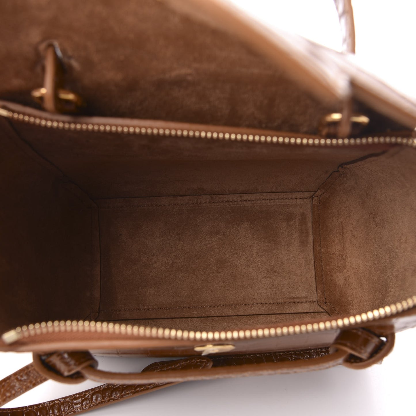 Calfskin Crocodile Embossed Micro Belt Bag Tan