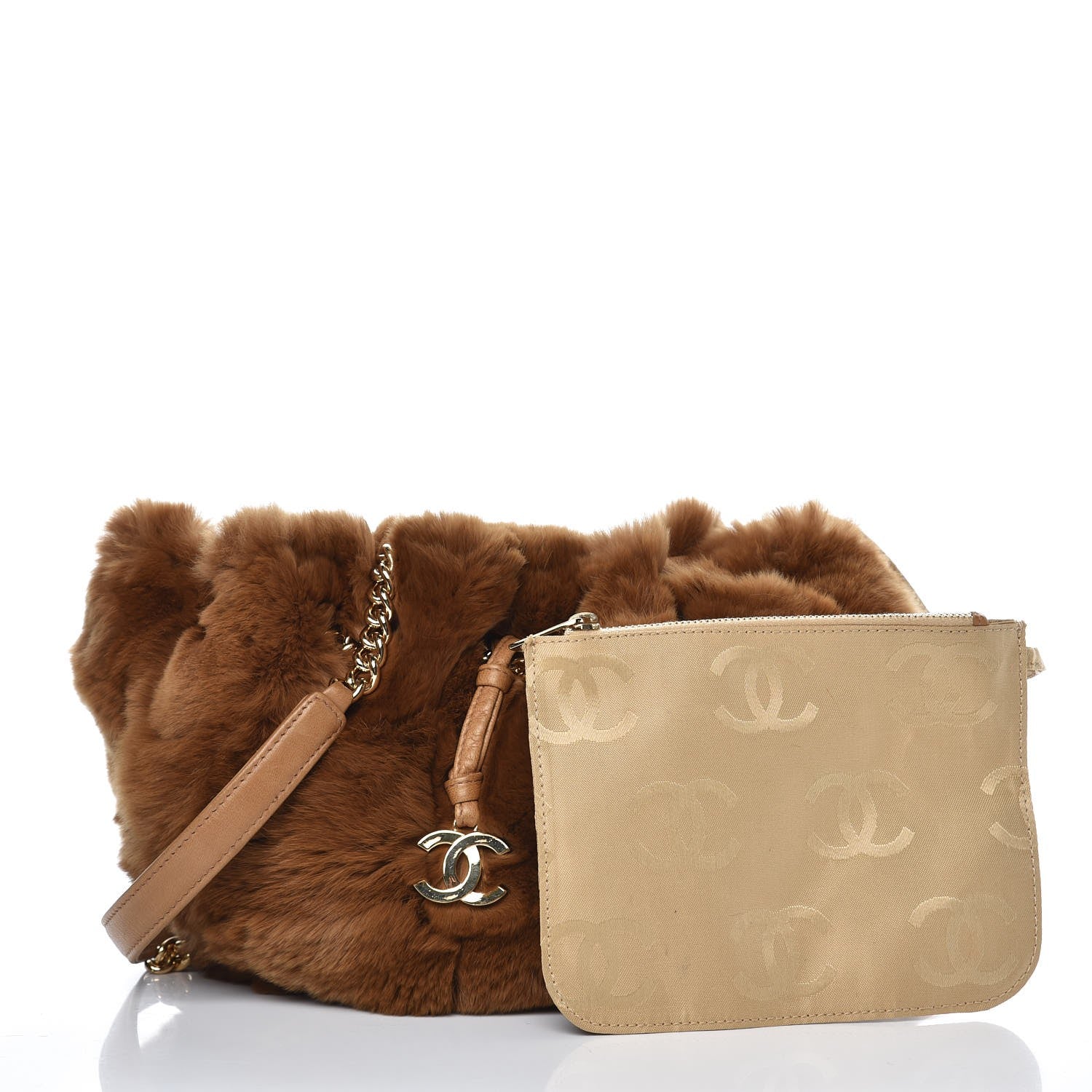 Chanel Rabbit Fur Harlequin Shoulder Bag Brown 3 of 8