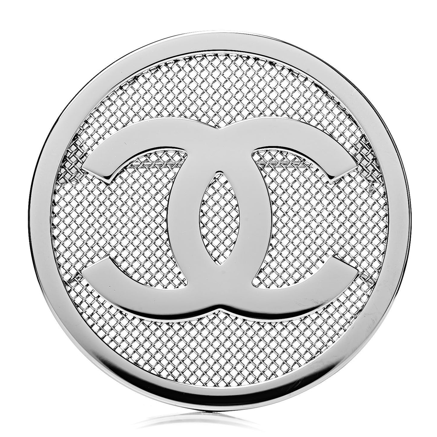 Mesh Circle CC Brooch Silver