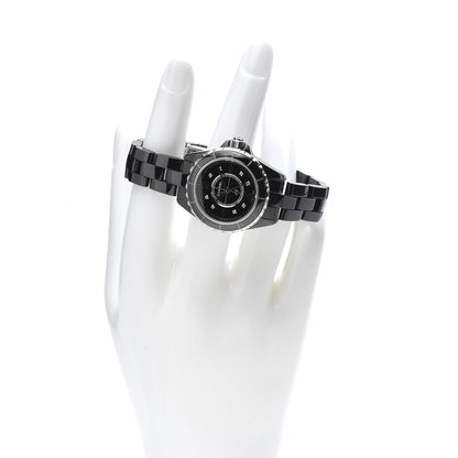 Chanel Stainless Steel Ceramic Diamond 29mm J12 Quartz Watch Black 2 of 6