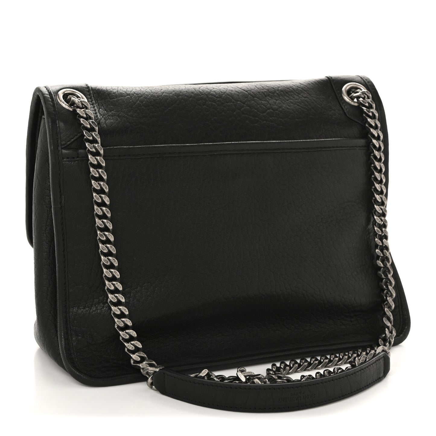 Grained Lambskin Monogram Medium Niki Chain Satchel Black